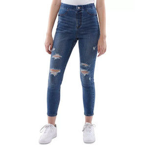 Vanilla Star Juniors' High Rise Curvy Pull-on Jeans- Medium Blue S 0